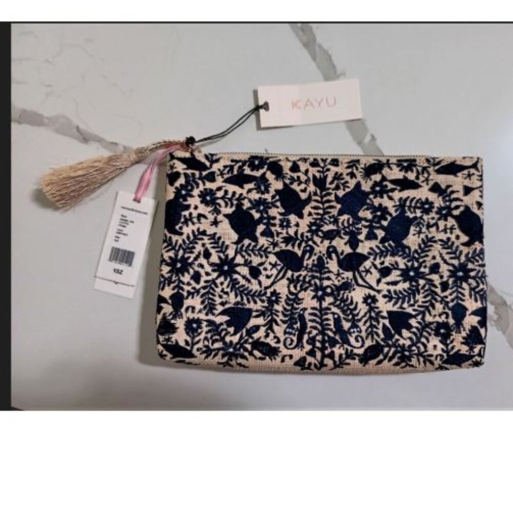 Kayu Otomi Clutch/Purse, Navy/Beige